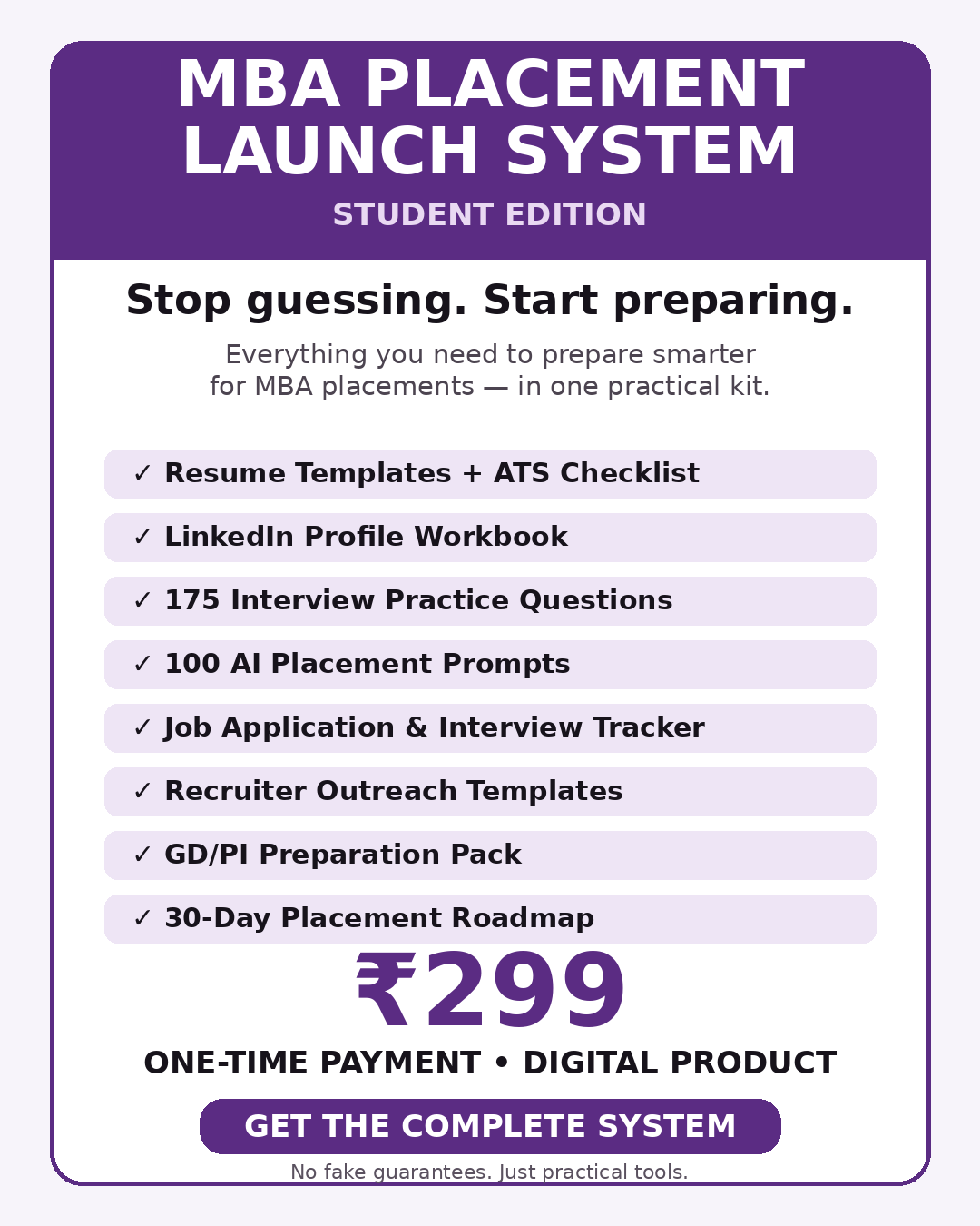 MBA Placement Launch System promotional poster